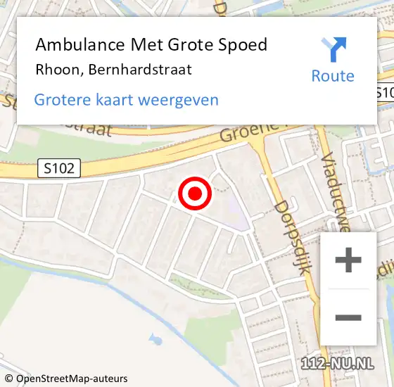 Locatie op kaart van de 112 melding: Ambulance Met Grote Spoed Naar Rhoon, Bernhardstraat op 28 september 2023 19:45