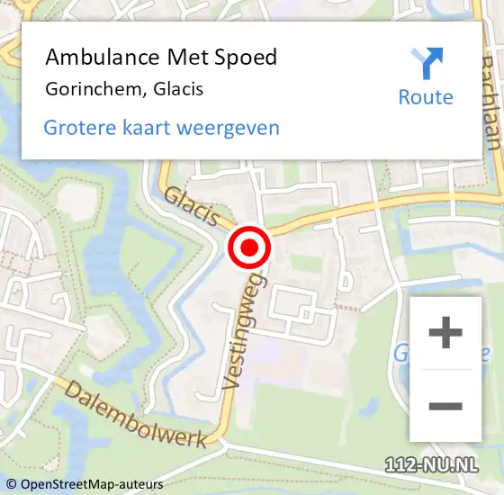 Locatie op kaart van de 112 melding: Ambulance Met Spoed Naar Gorinchem, Glacis op 28 september 2023 19:53