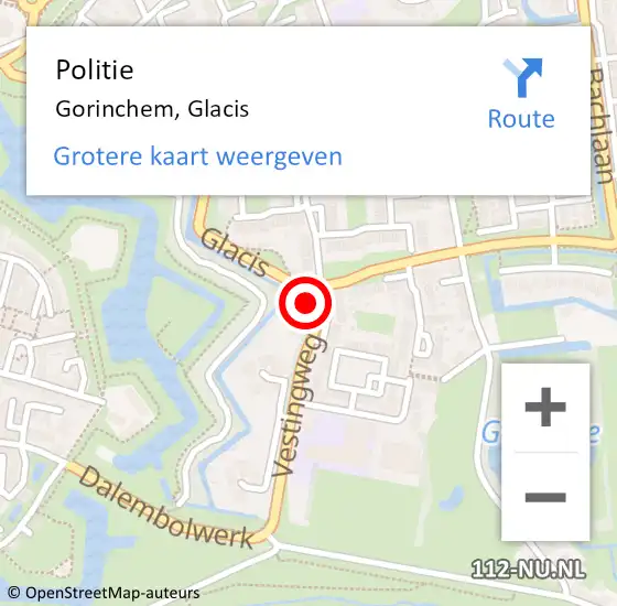 Locatie op kaart van de 112 melding: Politie Gorinchem, Glacis op 28 september 2023 19:54