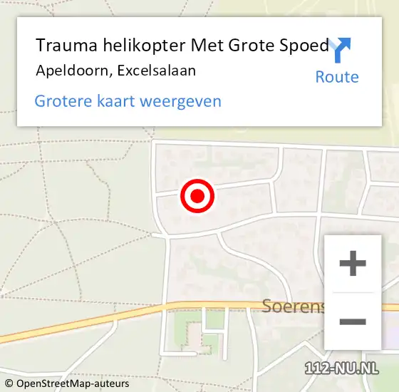 Locatie op kaart van de 112 melding: Trauma helikopter Met Grote Spoed Naar Apeldoorn, Excelsalaan op 28 september 2023 19:59