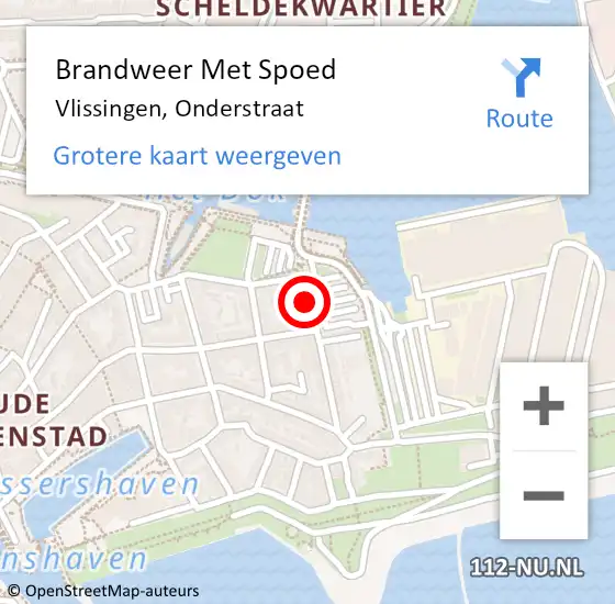 Locatie op kaart van de 112 melding: Brandweer Met Spoed Naar Vlissingen, Onderstraat op 28 september 2023 20:01