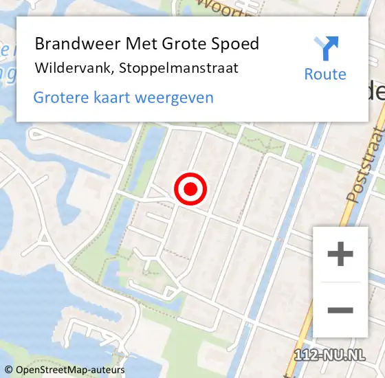 Locatie op kaart van de 112 melding: Brandweer Met Grote Spoed Naar Wildervank, Stoppelmanstraat op 28 september 2023 20:05