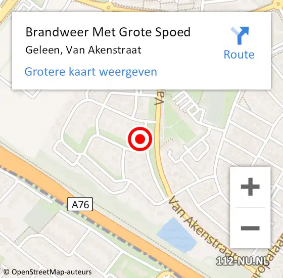 Locatie op kaart van de 112 melding: Brandweer Met Grote Spoed Naar Geleen, Van Akenstraat op 28 september 2023 20:06