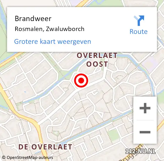 Locatie op kaart van de 112 melding: Brandweer Rosmalen, Zwaluwborch op 9 september 2014 19:08