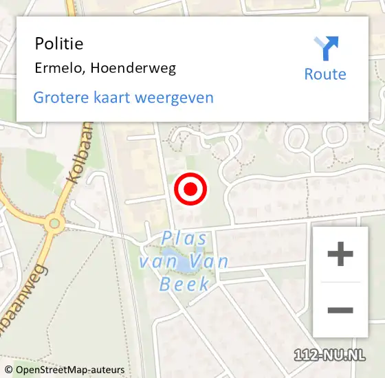 Locatie op kaart van de 112 melding: Politie Ermelo, Hoenderweg op 28 september 2023 20:28