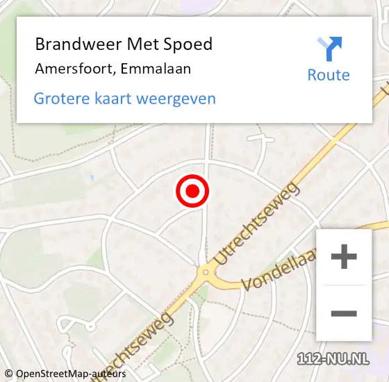 Locatie op kaart van de 112 melding: Brandweer Met Spoed Naar Amersfoort, Emmalaan op 28 september 2023 20:55