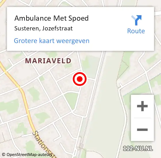 Locatie op kaart van de 112 melding: Ambulance Met Spoed Naar Susteren, Jozefstraat op 28 september 2023 20:57