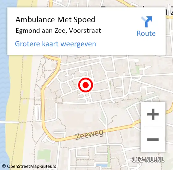 Locatie op kaart van de 112 melding: Ambulance Met Spoed Naar Egmond aan Zee, Voorstraat op 9 september 2014 19:16