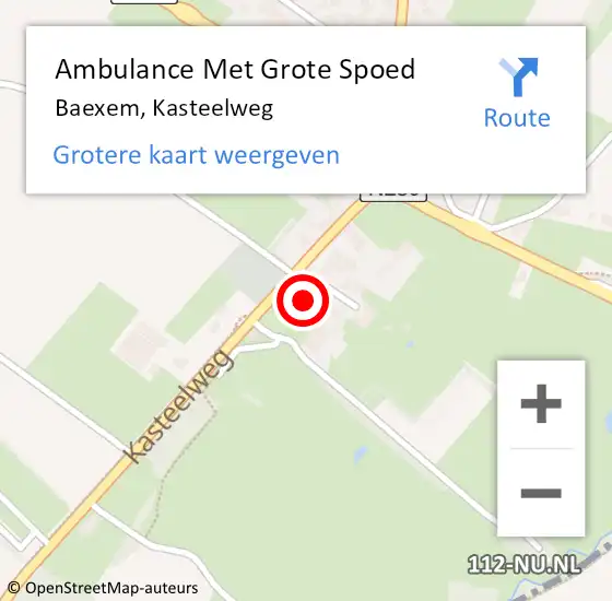 Locatie op kaart van de 112 melding: Ambulance Met Grote Spoed Naar Baexem, Kasteelweg op 9 september 2014 19:16