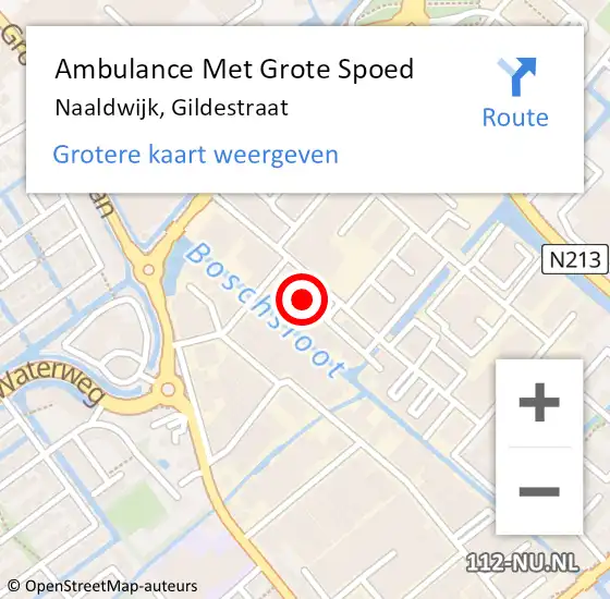 Locatie op kaart van de 112 melding: Ambulance Met Grote Spoed Naar Naaldwijk, Gildestraat op 28 september 2023 21:45