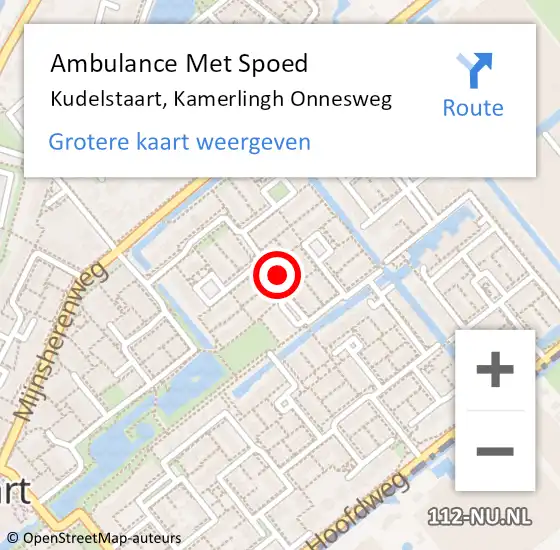 Locatie op kaart van de 112 melding: Ambulance Met Spoed Naar Kudelstaart, Kamerlingh Onnesweg op 28 september 2023 21:48