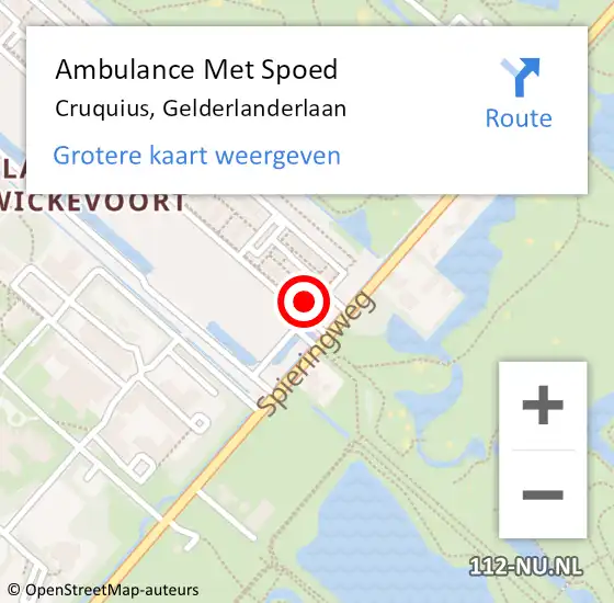 Locatie op kaart van de 112 melding: Ambulance Met Spoed Naar Cruquius, Gelderlanderlaan op 28 september 2023 21:51