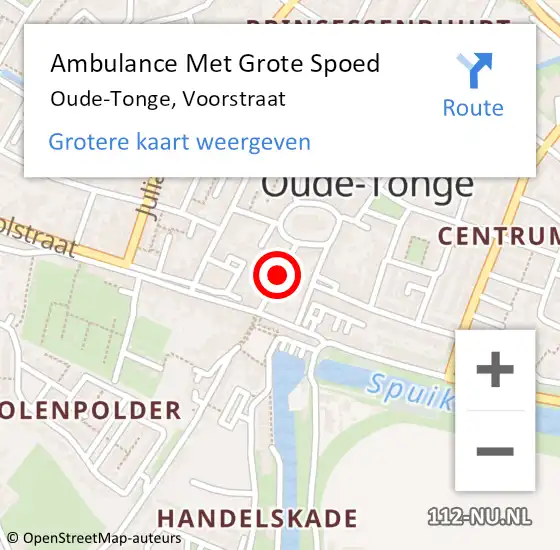 Locatie op kaart van de 112 melding: Ambulance Met Grote Spoed Naar Oude-Tonge, Voorstraat op 28 september 2023 21:55