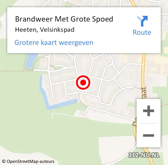 Locatie op kaart van de 112 melding: Brandweer Met Grote Spoed Naar Heeten, Velsinkspad op 28 september 2023 22:56