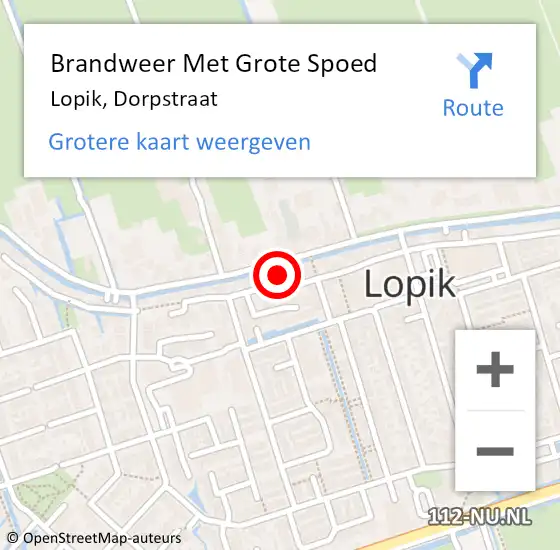 Locatie op kaart van de 112 melding: Brandweer Met Grote Spoed Naar Lopik, Dorpstraat op 28 september 2023 23:06