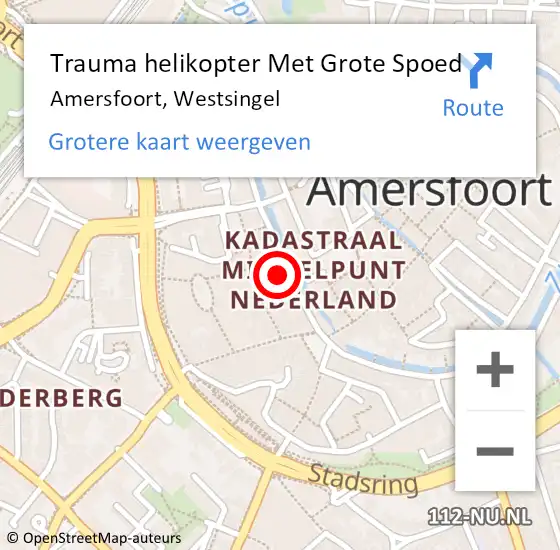 Locatie op kaart van de 112 melding: Trauma helikopter Met Grote Spoed Naar Amersfoort, Westsingel op 29 september 2023 00:23