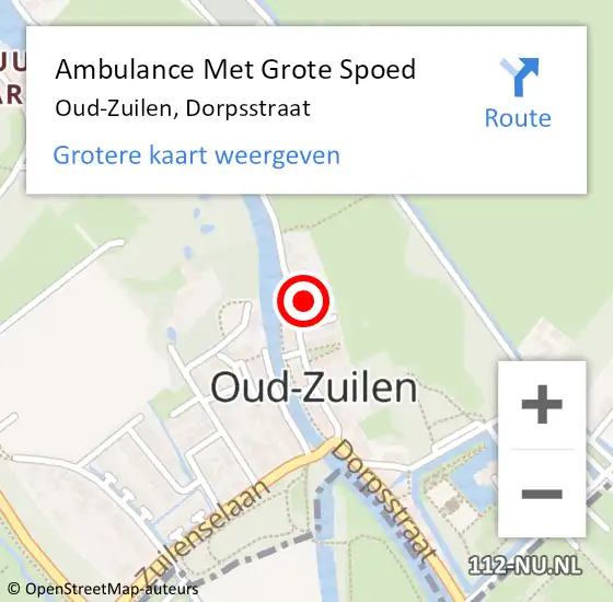 Locatie op kaart van de 112 melding: Ambulance Met Grote Spoed Naar Oud-Zuilen, Dorpsstraat op 9 september 2014 19:25