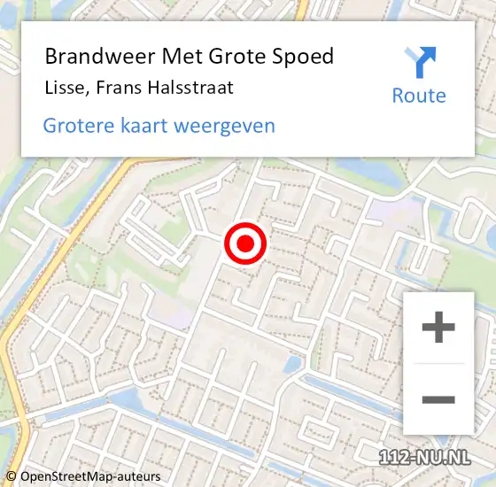 Locatie op kaart van de 112 melding: Brandweer Met Grote Spoed Naar Lisse, Frans Halsstraat op 29 september 2023 00:43