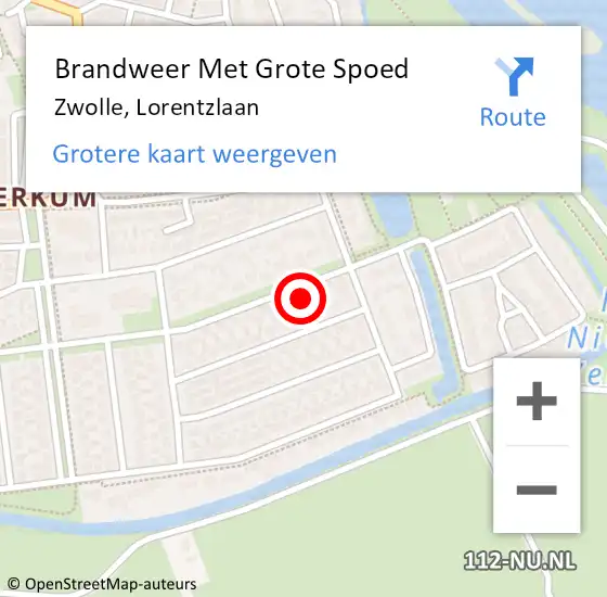 Locatie op kaart van de 112 melding: Brandweer Met Grote Spoed Naar Zwolle, Lorentzlaan op 29 september 2023 01:00