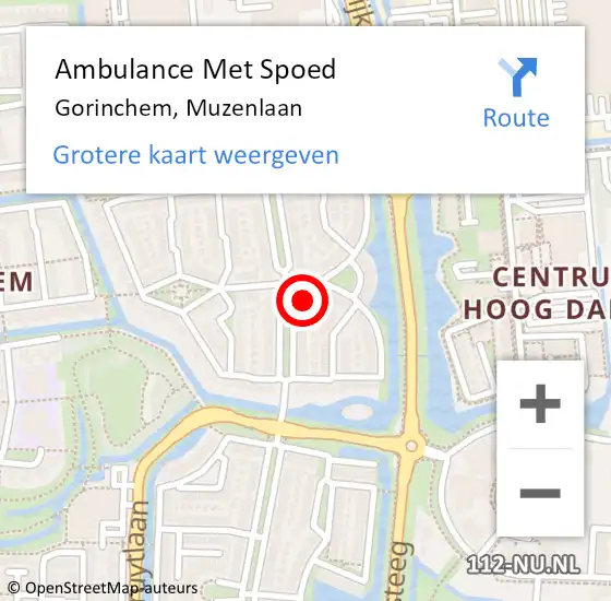 Locatie op kaart van de 112 melding: Ambulance Met Spoed Naar Gorinchem, Muzenlaan op 29 september 2023 01:23