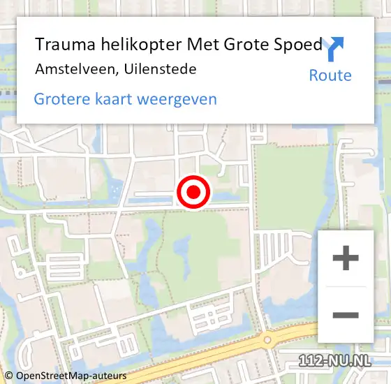 Locatie op kaart van de 112 melding: Trauma helikopter Met Grote Spoed Naar Amstelveen, Uilenstede op 29 september 2023 02:51