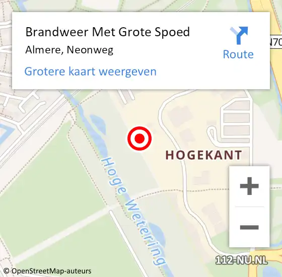 Locatie op kaart van de 112 melding: Brandweer Met Grote Spoed Naar Almere, Neonweg op 29 september 2023 04:28