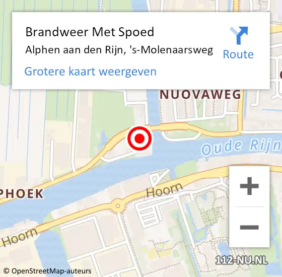 Locatie op kaart van de 112 melding: Brandweer Met Spoed Naar Alphen aan den Rijn, 's-Molenaarsweg op 29 september 2023 04:43