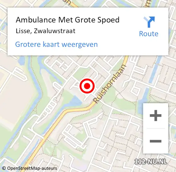 Locatie op kaart van de 112 melding: Ambulance Met Grote Spoed Naar Lisse, Zwaluwstraat op 29 september 2023 04:52