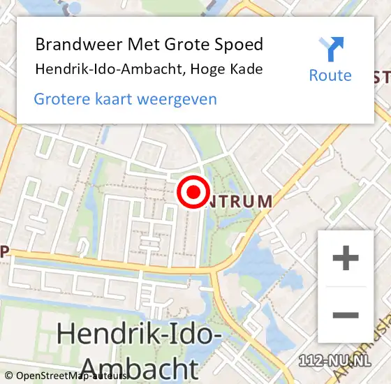 Locatie op kaart van de 112 melding: Brandweer Met Grote Spoed Naar Hendrik-Ido-Ambacht, Hoge Kade op 29 september 2023 05:29