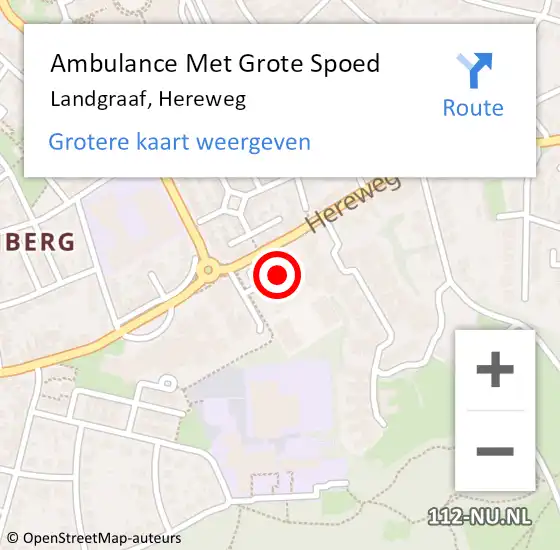 Locatie op kaart van de 112 melding: Ambulance Met Grote Spoed Naar Landgraaf, Hereweg op 9 september 2014 19:42