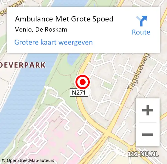 Locatie op kaart van de 112 melding: Ambulance Met Grote Spoed Naar Venlo, De Roskam op 29 september 2023 07:43