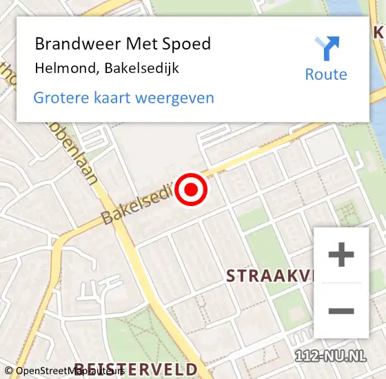Locatie op kaart van de 112 melding: Brandweer Met Spoed Naar Helmond, Bakelsedijk op 29 september 2023 08:07