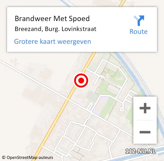Locatie op kaart van de 112 melding: Brandweer Met Spoed Naar Breezand, Burg. Lovinkstraat op 29 september 2023 08:30