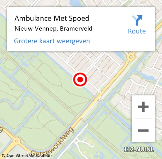 Locatie op kaart van de 112 melding: Ambulance Met Spoed Naar Nieuw-Vennep, Bramerveld op 29 september 2023 09:20