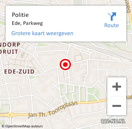 Locatie op kaart van de 112 melding: Politie Ede, Parkweg op 29 september 2023 09:32