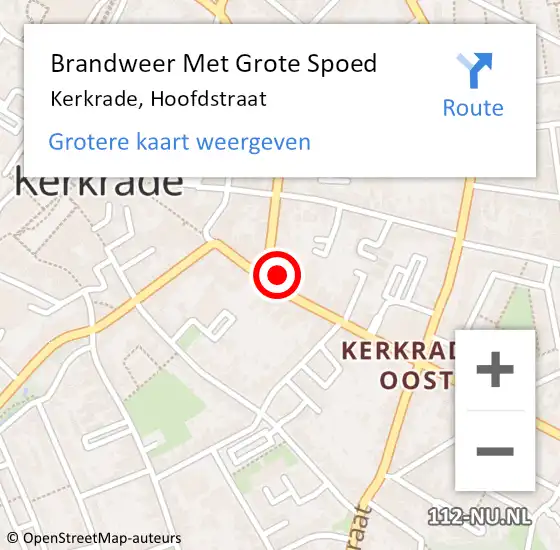 Locatie op kaart van de 112 melding: Brandweer Met Grote Spoed Naar Kerkrade, Hoofdstraat op 29 september 2023 09:45