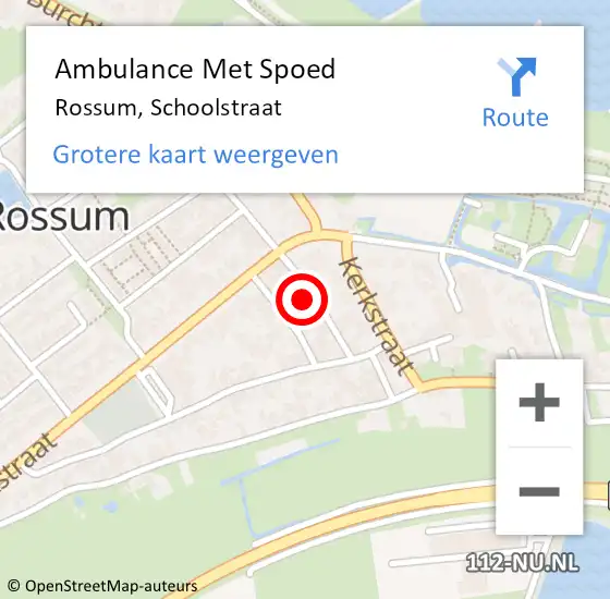 Locatie op kaart van de 112 melding: Ambulance Met Spoed Naar Rossum, Schoolstraat op 9 september 2014 20:03