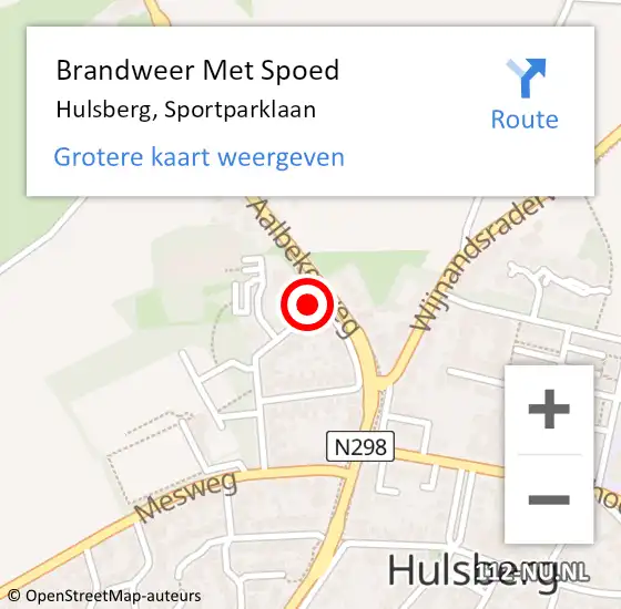 Locatie op kaart van de 112 melding: Brandweer Met Spoed Naar Hulsberg, Sportparklaan op 29 september 2023 10:09