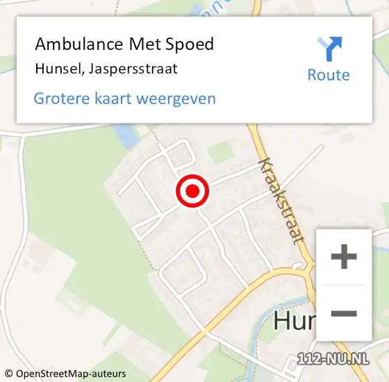 Locatie op kaart van de 112 melding: Ambulance Met Spoed Naar Hunsel, Jaspersstraat op 29 september 2023 10:45