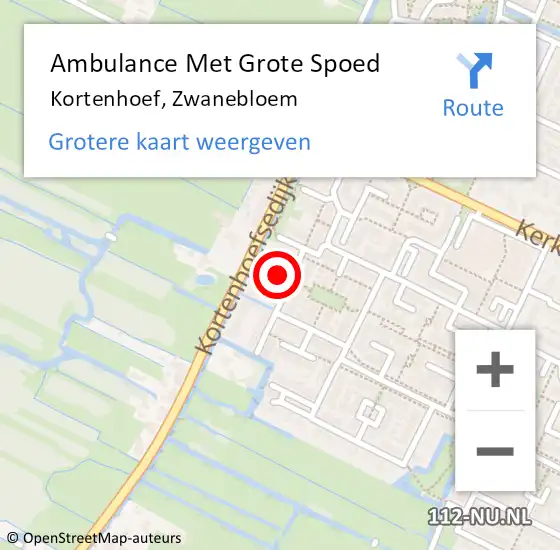 Locatie op kaart van de 112 melding: Ambulance Met Grote Spoed Naar Kortenhoef, Zwanebloem op 9 september 2014 20:14