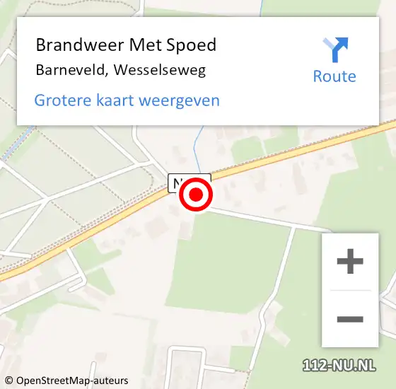 Locatie op kaart van de 112 melding: Brandweer Met Spoed Naar Barneveld, Wesselseweg op 29 september 2023 11:20