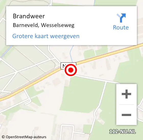 Locatie op kaart van de 112 melding: Brandweer Barneveld, Wesselseweg op 29 september 2023 11:21