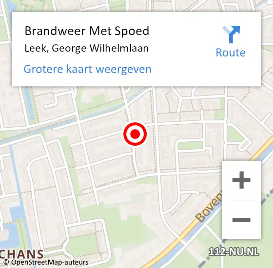 Locatie op kaart van de 112 melding: Brandweer Met Spoed Naar Leek, George Wilhelmlaan op 29 september 2023 11:31