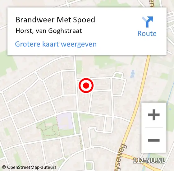 Locatie op kaart van de 112 melding: Brandweer Met Spoed Naar Horst, van Goghstraat op 29 september 2023 11:38