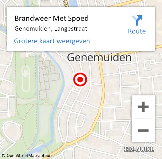 Locatie op kaart van de 112 melding: Brandweer Met Spoed Naar Genemuiden, Langestraat op 29 september 2023 11:43