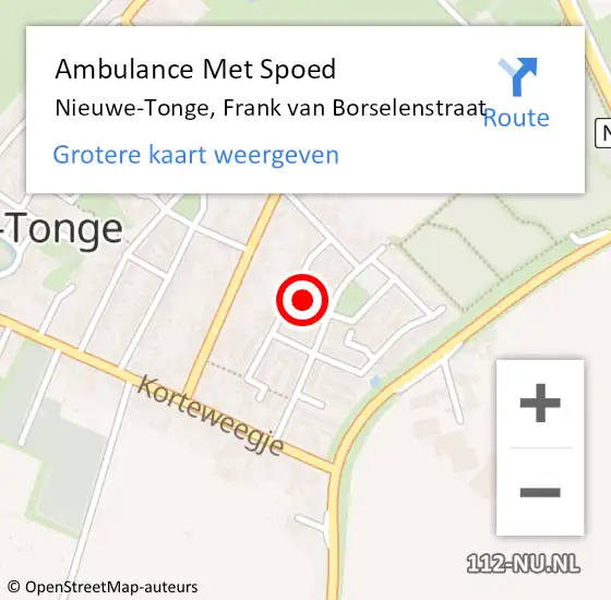 Locatie op kaart van de 112 melding: Ambulance Met Spoed Naar Nieuwe-Tonge, Frank van Borselenstraat op 29 september 2023 12:02
