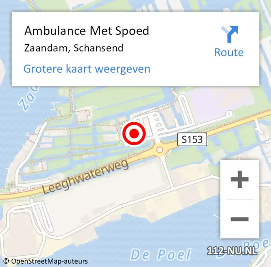 Locatie op kaart van de 112 melding: Ambulance Met Spoed Naar Zaandam, Schansend op 29 september 2023 12:23