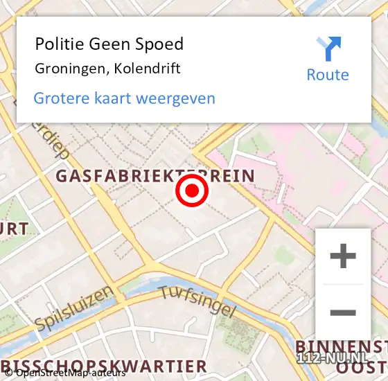 Locatie op kaart van de 112 melding: Politie Geen Spoed Naar Groningen, Kolendrift op 29 september 2023 12:26