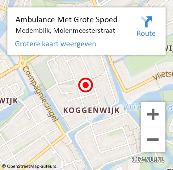 Locatie op kaart van de 112 melding: Ambulance Met Grote Spoed Naar Medemblik, Molenmeesterstraat op 29 september 2023 12:29