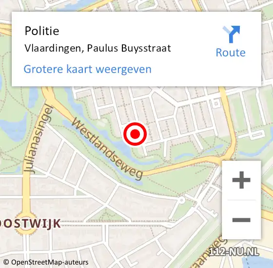 Locatie op kaart van de 112 melding: Politie Vlaardingen, Paulus Buysstraat op 29 september 2023 12:31